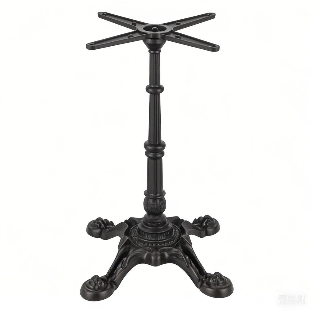 Ornate, vintage, old money, elegant retro style Semi-gloss, Black Cast Iron Table Base