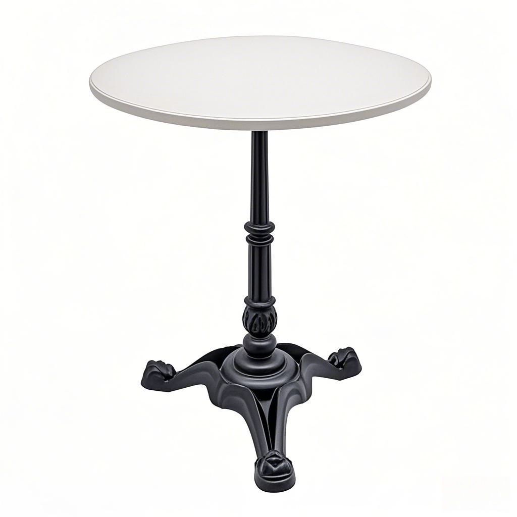 white cafe table bistro restaurant Ornate vintage retro style 3 Legs, Semi-gloss, Black Cast Iron Table Base from Joycin