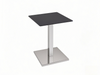 black square table with silver stainless steel table base square