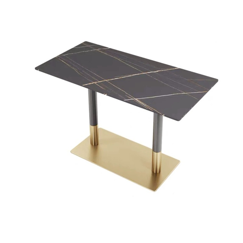 dining table double leg gold black stainless steel table base luxury design China manufacturer