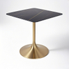 black square dining table with gold Trumpet stainless table base from Joycin China