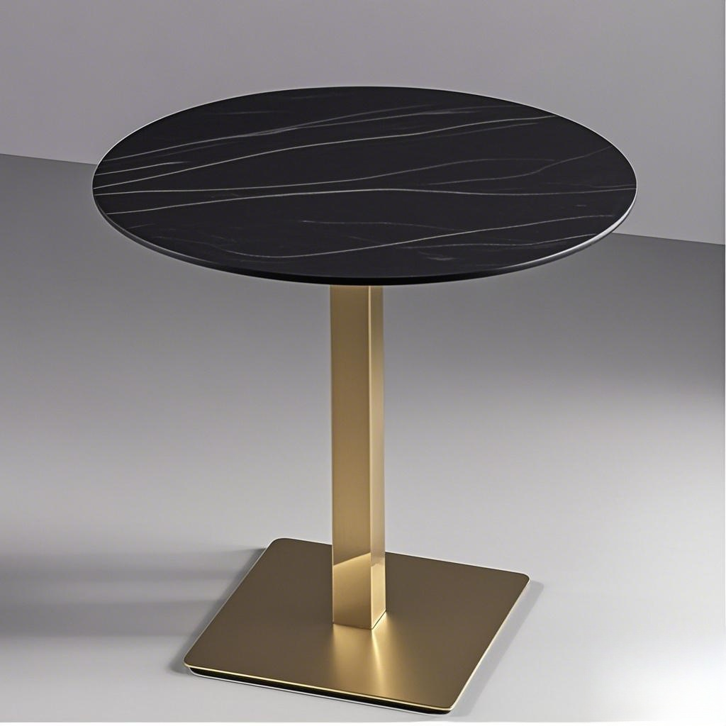 luxury cafe table hospitality table black round golden table stainless steel table base