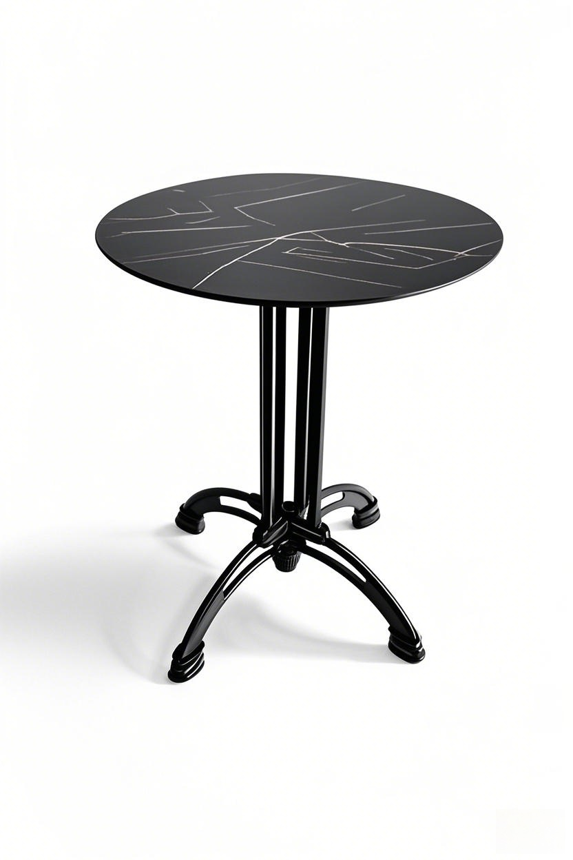 black round cafe table coffee table Ornate, 4 Legs, Vintage Style, French Flair, Black Cast Iron Table Base