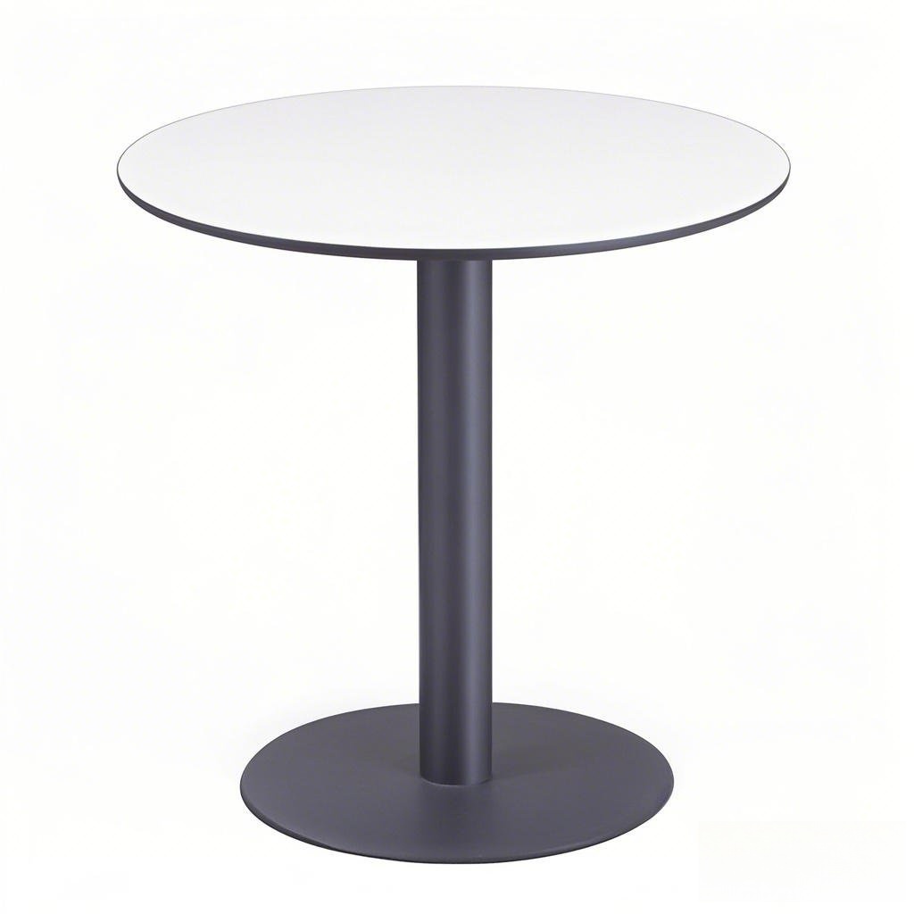 Modern white round side table for home or office use black table base