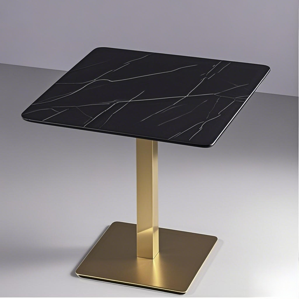 luxury cafe table hospitality table black square gold top stainless steel base