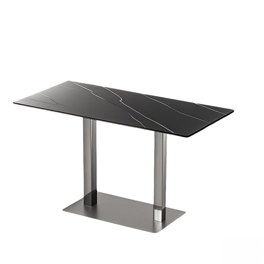 long rectangular table black Stainless Steel Table Base silver Counter Height dual column