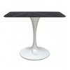 black square cafe coffee table white Trumpet stainless steel table base from Joycin China