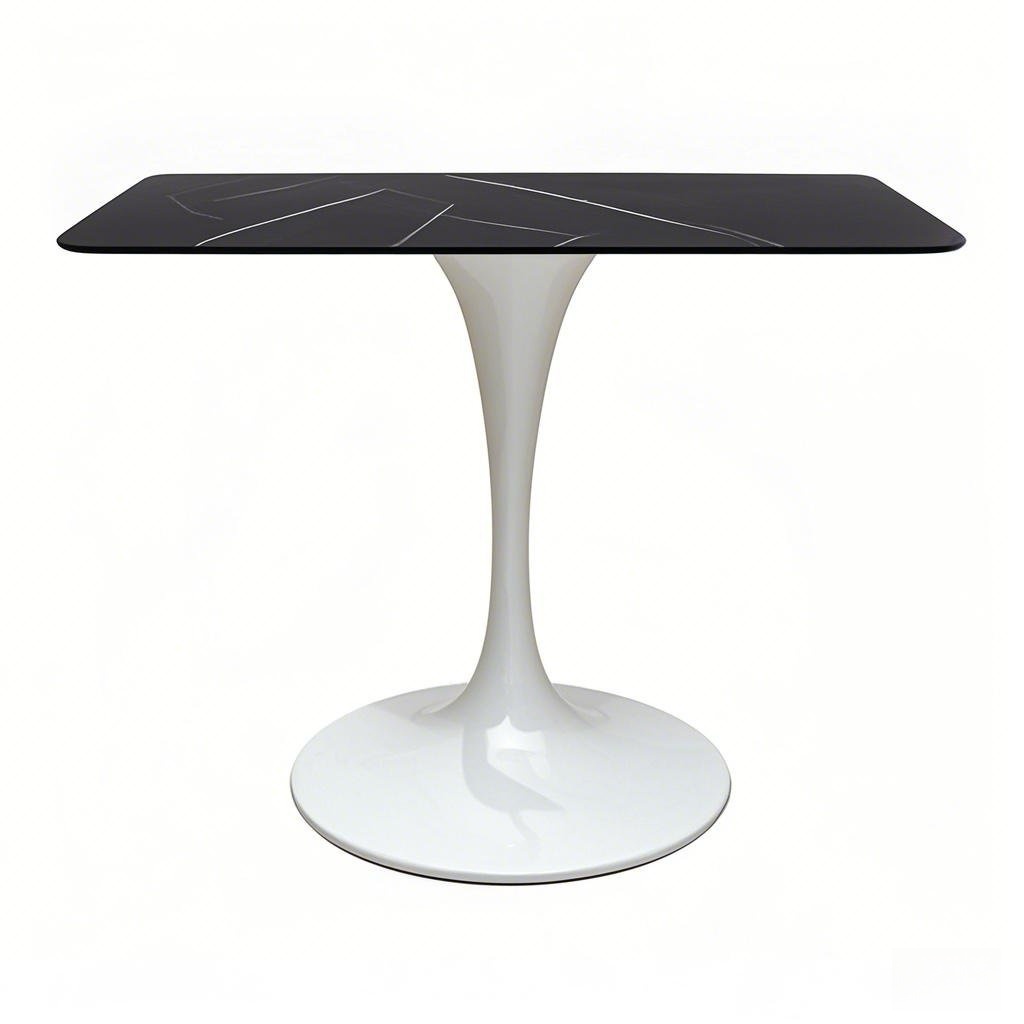 black square cafe coffee table white Trumpet stainless steel table base from Joycin China