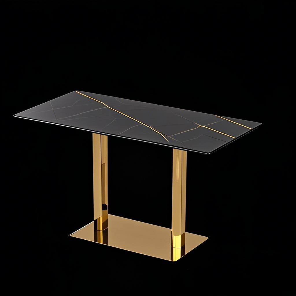 luxury long black table top gold golden stainless steel base china manufacturer