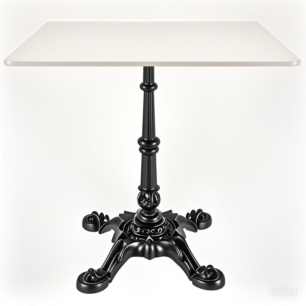 Ornate, 4 legs vintage retro style cafe table white square Semi-gloss, Black Cast Iron Table Base