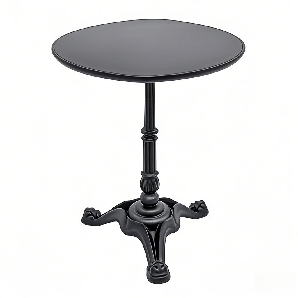 black bistro table coffee table white Ornate vintage retro style 3 Legs, Semi-gloss, Black Cast Iron Table Base from Joycin 