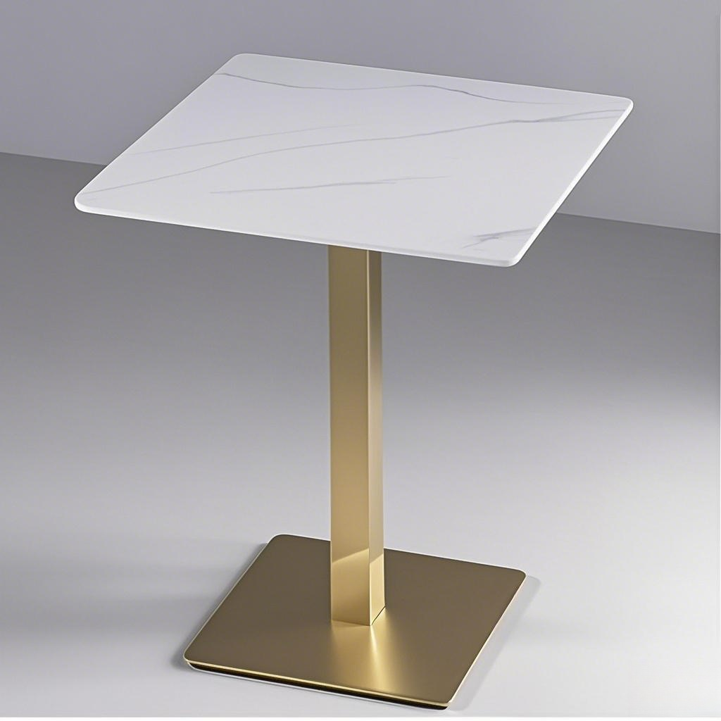 luxury cafe table hospitality table white square gold table stainless steel table base