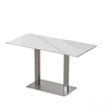 long rectangular table white Stainless Steel Table Base silver Counter Height dual column