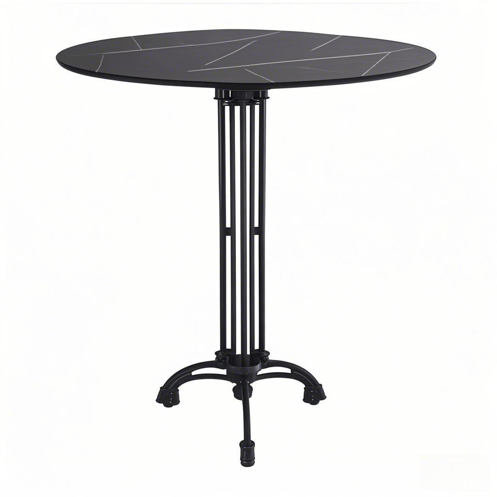 black round cafe table Ornate, 3 Legs, Vintage Style, French Flair, Black Cast Iron Table Base from Joycin 