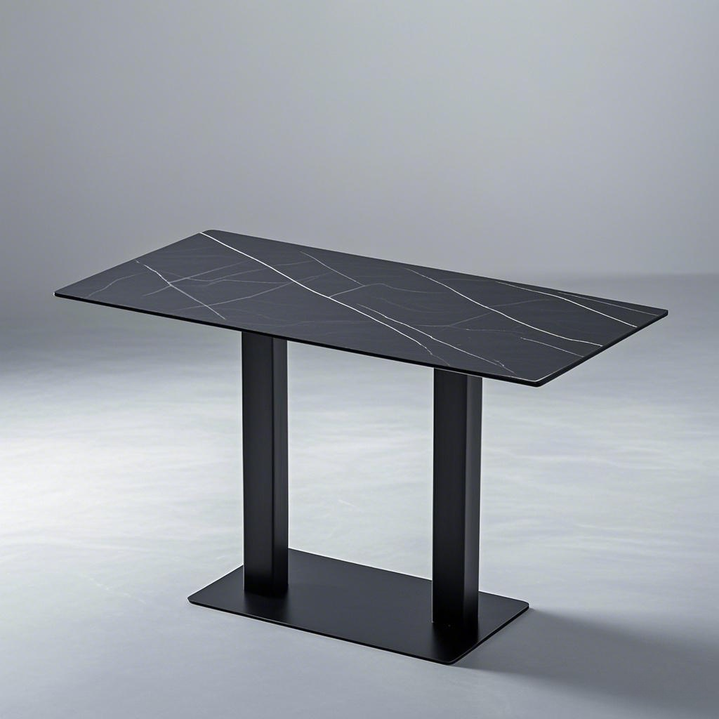 long black table Double Leg black Stainless Steel Table Base Rectangle style