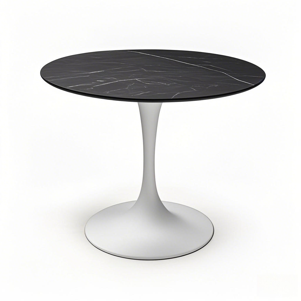 black round restaurant table white Trumpet stainless steel table base from Joycin China