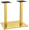Bright Titanium Gold, Golden, Dual, Stainless Steel Table Base, Square
