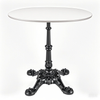 old money Ornate, 4 legs vintage retro style cafe table white round top Black Cast Iron Table Base