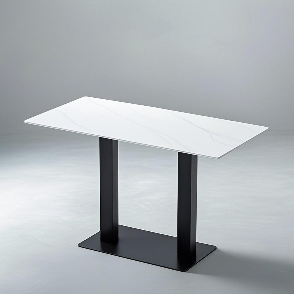 long desk white top Double Leg black Stainless Steel Table Base Rectangle style