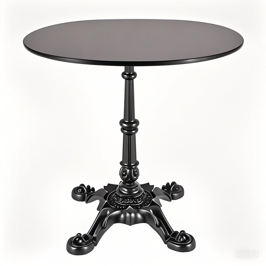 old money Ornate, 4 legs vintage retro style cafe table black round top Black Cast Iron Table Base
