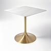 white square cafe restaurant table golden Trumpet stainless table base from Joycin China hospitality table manufacturer