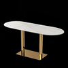 luxury long white dining reception table top gold golden stainless steel base china manufacturer