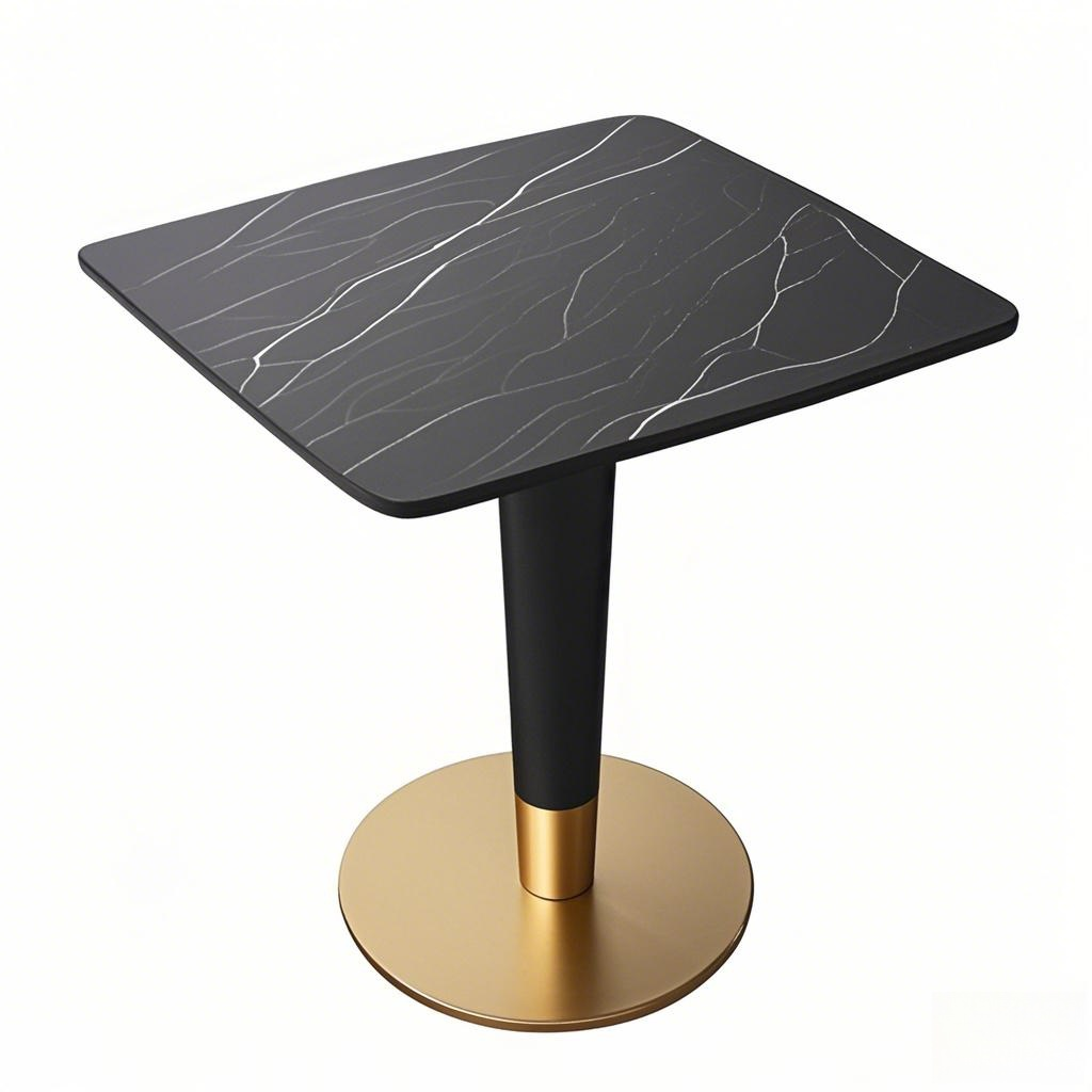 black marble dining table cafe table Gold/Black Stainless Steel Table Base square stylish