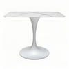 white square cafe coffee table white Trumpet stainless steel table base from Joycin China