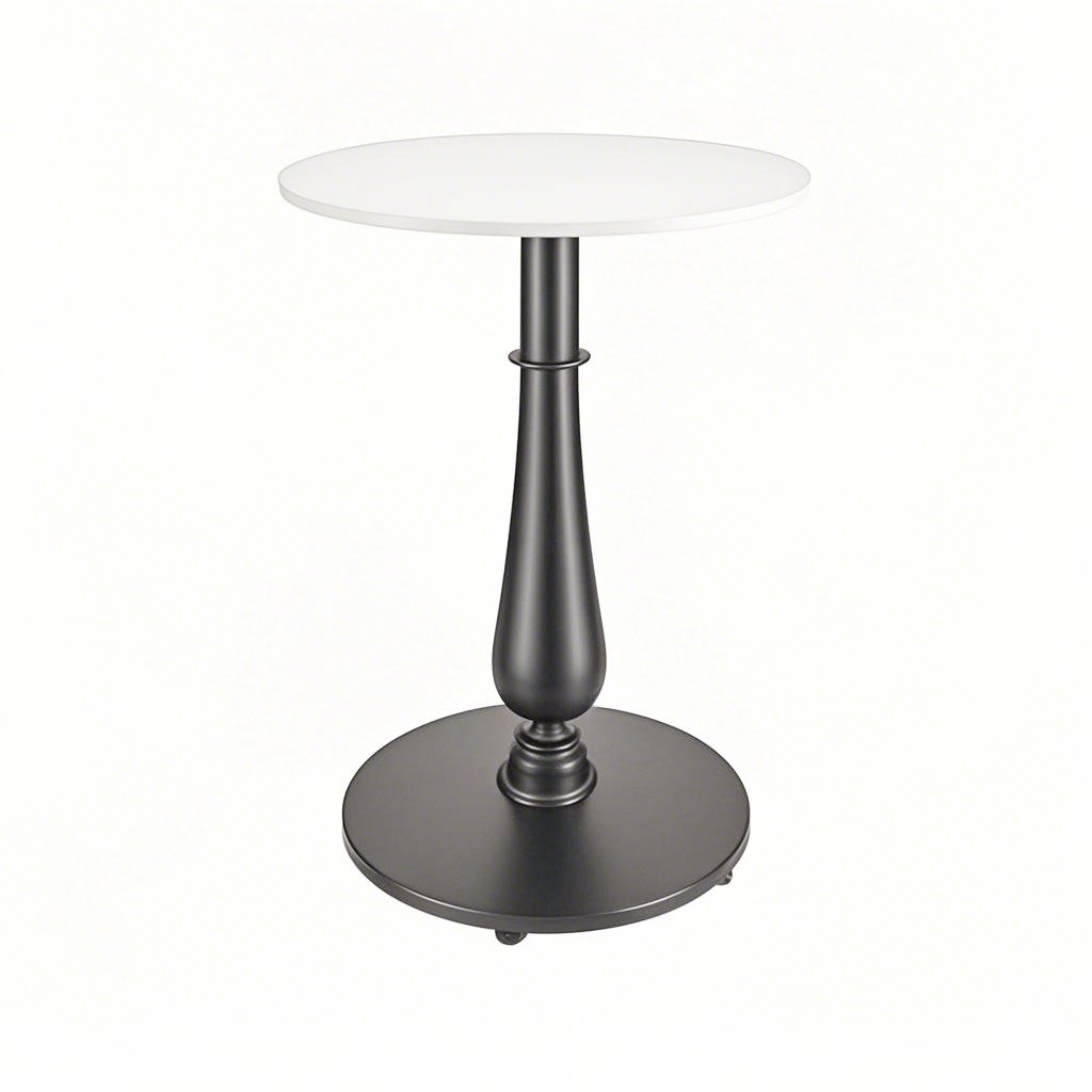 black round coffee table cafe table Antique, Vintage Style, Black Cast Iron Table Base with Vase Column, Round
