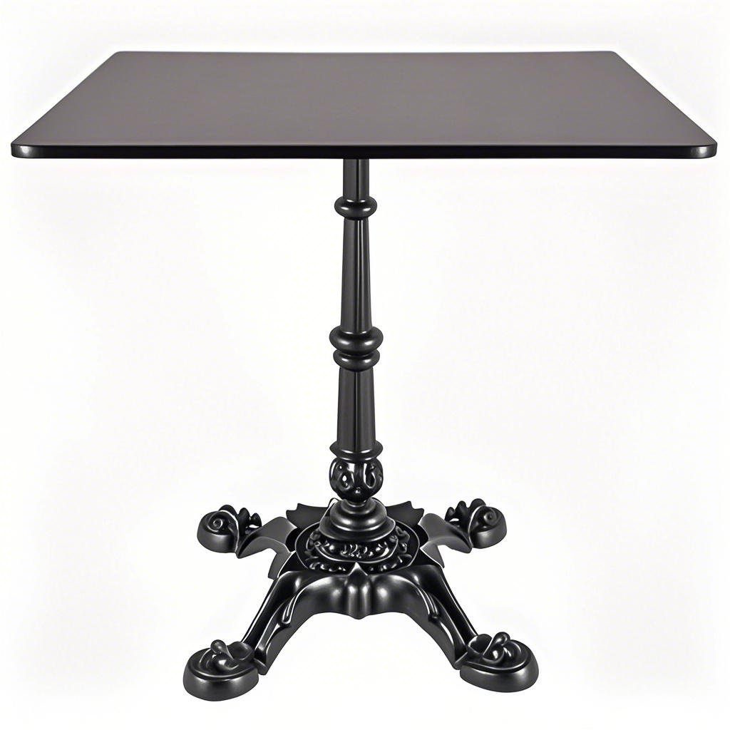Ornate, 4 legs vintage retro style coffee table black square Semi-gloss, Black Cast Iron Table Base