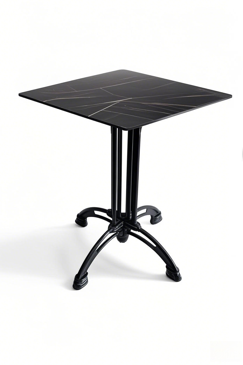 black square restaurant table bistro table Ornate, 4 Legs, Vintage Style, French Flair,Black Cast Iron Table Base from Joycin